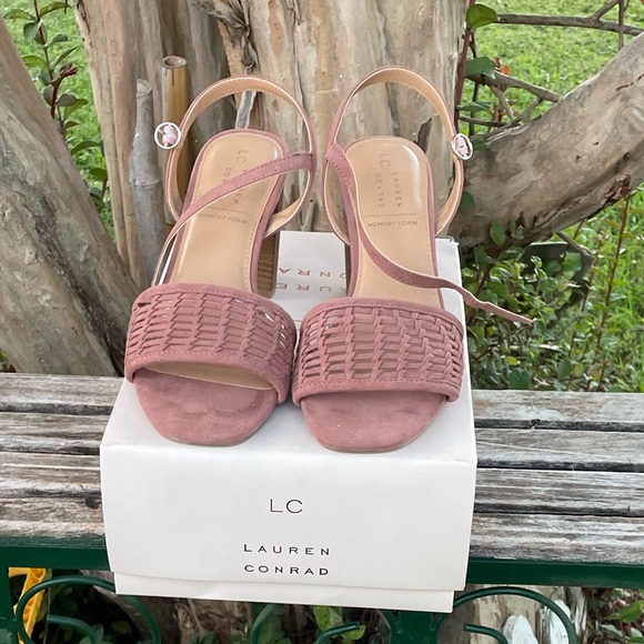 LC Laura Conrad sz 10 open toe block heel sandals ankle strap mauve NIB - Picture 4 of 5